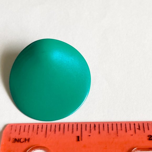 Vintage Aqua Green Enamel Clip On Earrings 70's 80's Pearlized Freeform Modern - Picture 9 of 9